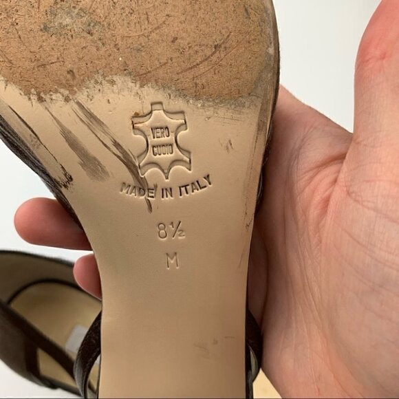 Isaac heels 8.5 brown army green Italian leather old money corp core 90s y2k - Picture 11 of 12